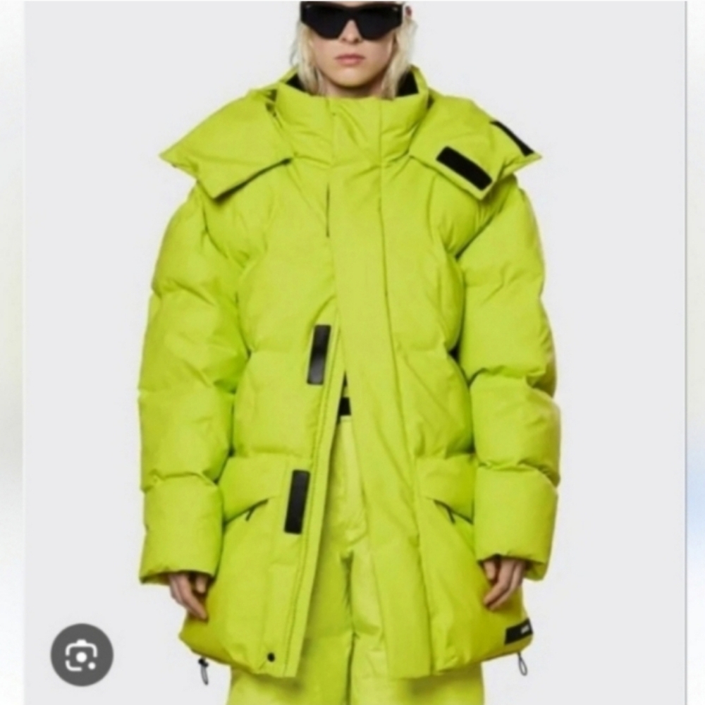 RAINS DIGITAL LIME BLOCK PUFFER JAQUET